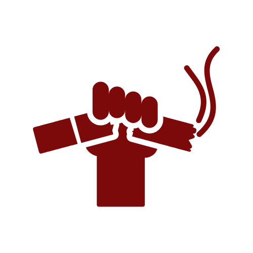 Icon of a clenched fist breaking a cigarette